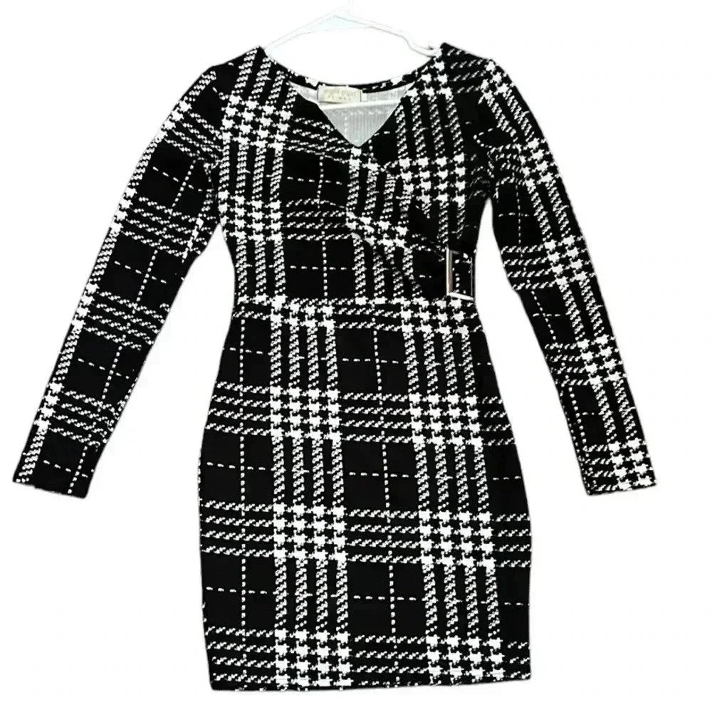 Feiman Houndstooth Bodycon Mini Dress S